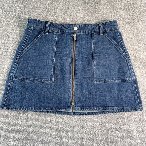 Madewell Denim Mini Skirt H2336 Size 30 (10) Cotton/Elastane Zip Front Pockets - Picture 1 of 7